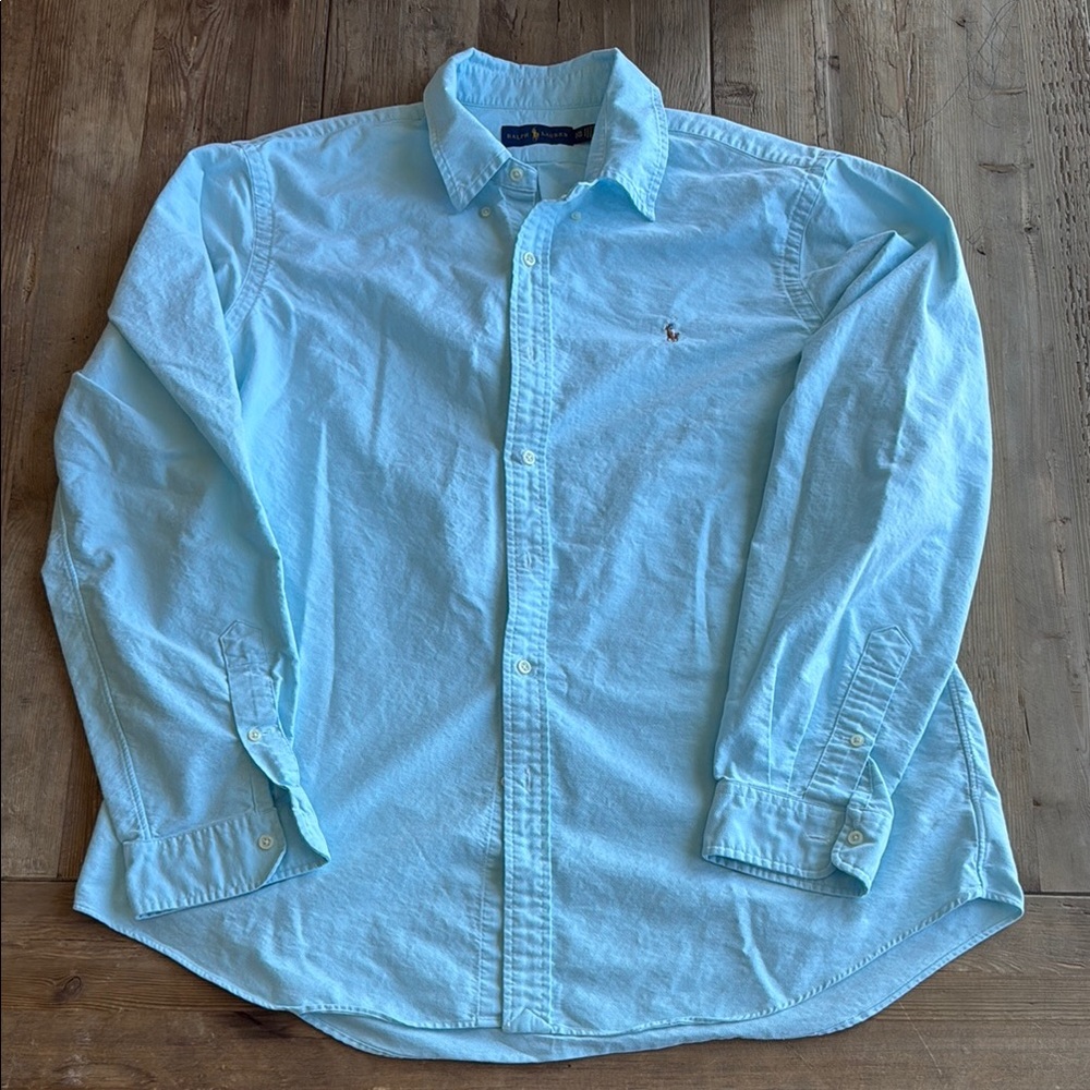 Polo Ralph Lauren Men's Light Teal Button-Down Shirt- Size XXL